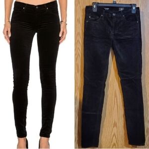 AG Adriano Goldschmied The Legging Super Skinny, Black Velour Size 27